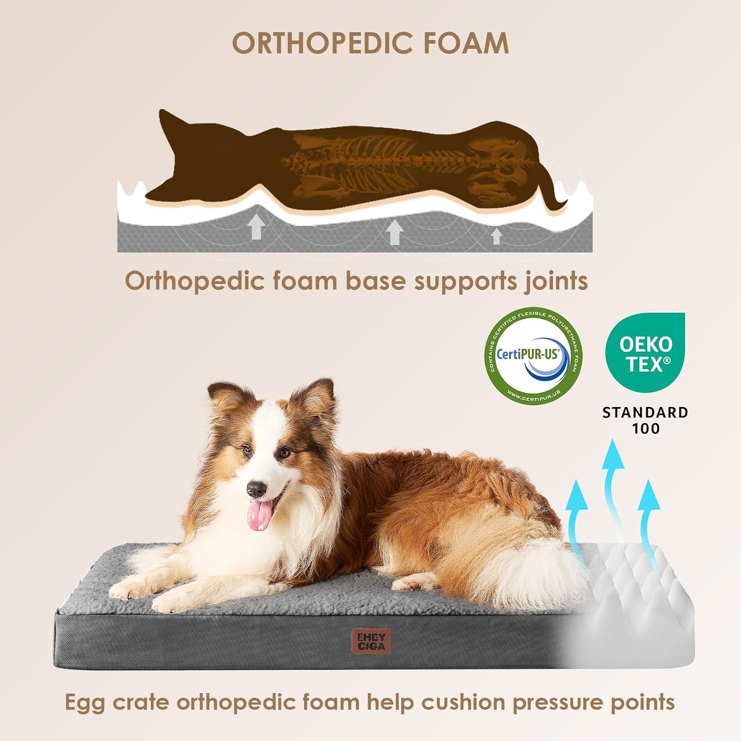 EHEYCIGA Orthopedic XL Dog Beds for Extra Large Dogs with Removable Wa