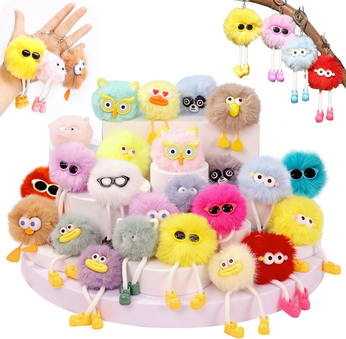 24 PCs Party Favors Keychains - Easter Egg Fillers for Kids Easter Egg Stuffers Classroom Goodie Bags Pinata Toys Classroom Prizes Elementary Carnival Prizes in Bulk