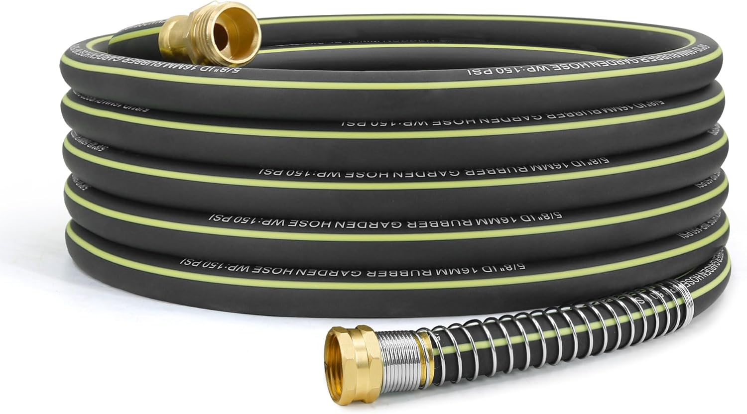 Lightweight Rubber Garden Hose 50 ft, 5/8" Hybrid Rubber Hose with Sol