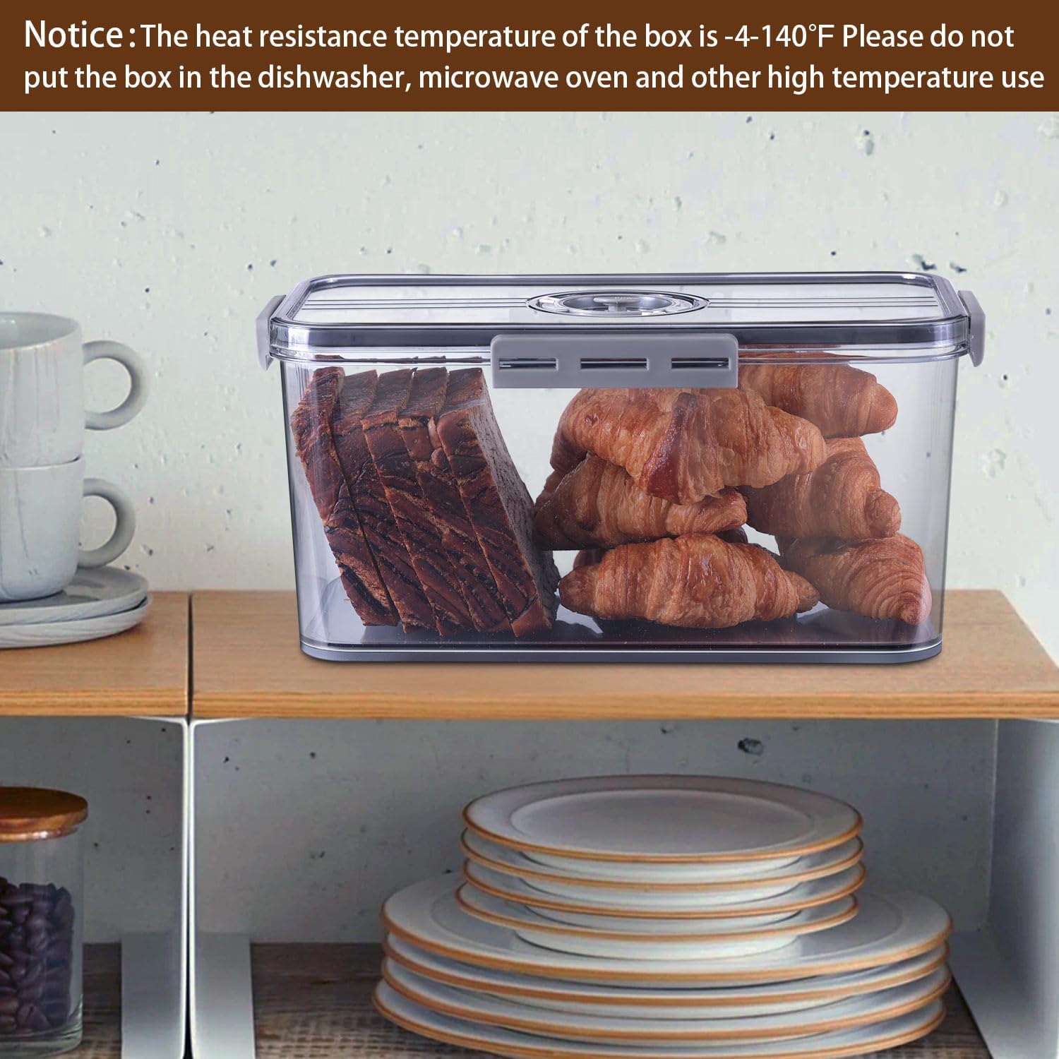 Bread Box Bread Boxes for Kitchen Counter Airtight, Time Recording Bre