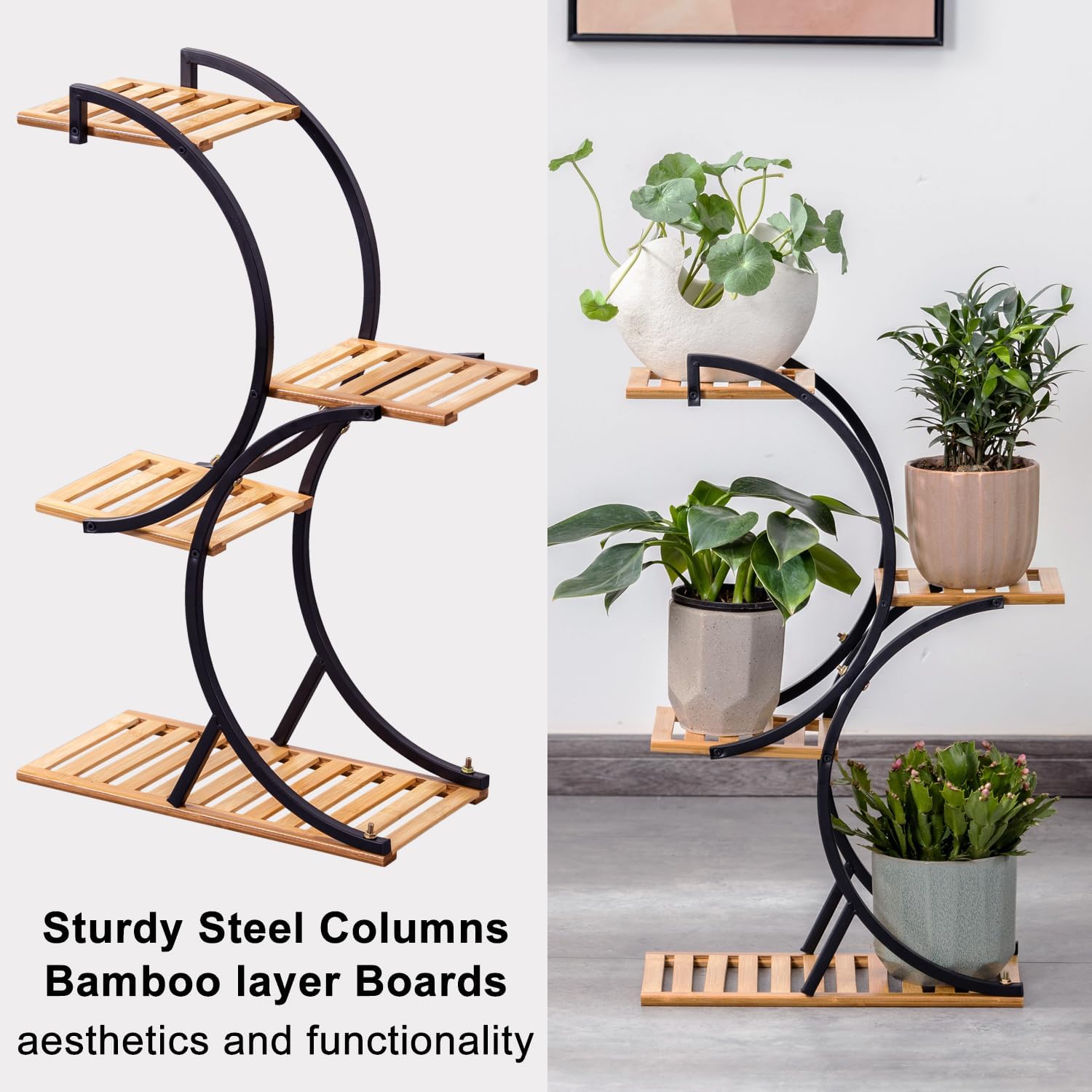 Bamboo 4-Tier Plant Stand Rack Multiple Flower Pot Holder Shelf Indoor