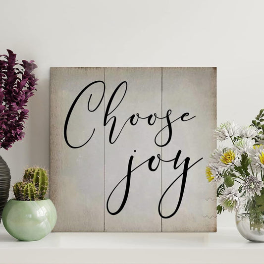 LITTLEGROVE SEEDS Rustic Scripture Wood Signs with Inspirational Quotes Choose Joy Sign Rustic Wall Hanger Farmhouse Wall Art for Home Man Cave Door Porch Garden Party 12x12in