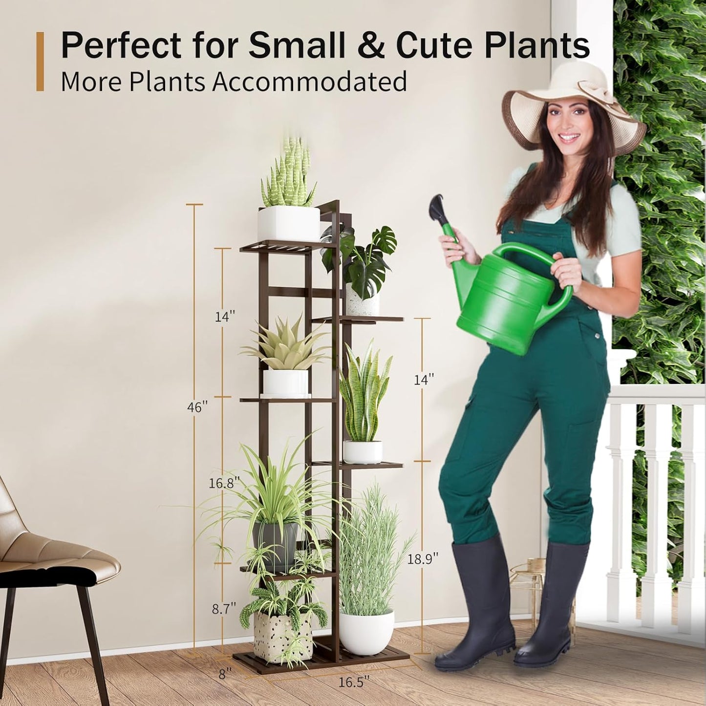 DolceLuna Plant Stand Indoor 6 Tier, Bamboo Plant Shelf Corner Display