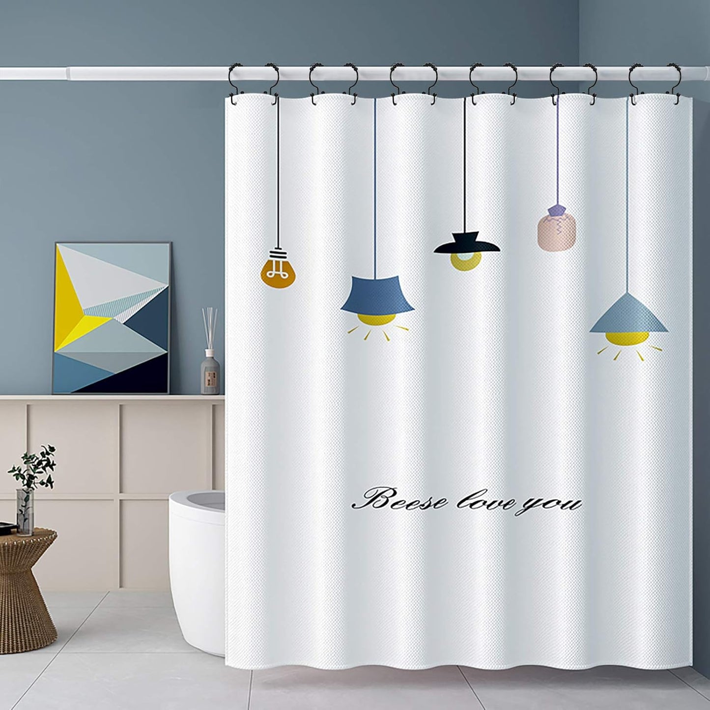 Shower Curtain Hooks, Goowin Shower Curtain Rings, Stainless Steel Black Shower Curtain Hooks, Shower Curtain Rings Rust Proof, Free Sliding Double Shower Hooks for Shower Curtain & Liners (Black)