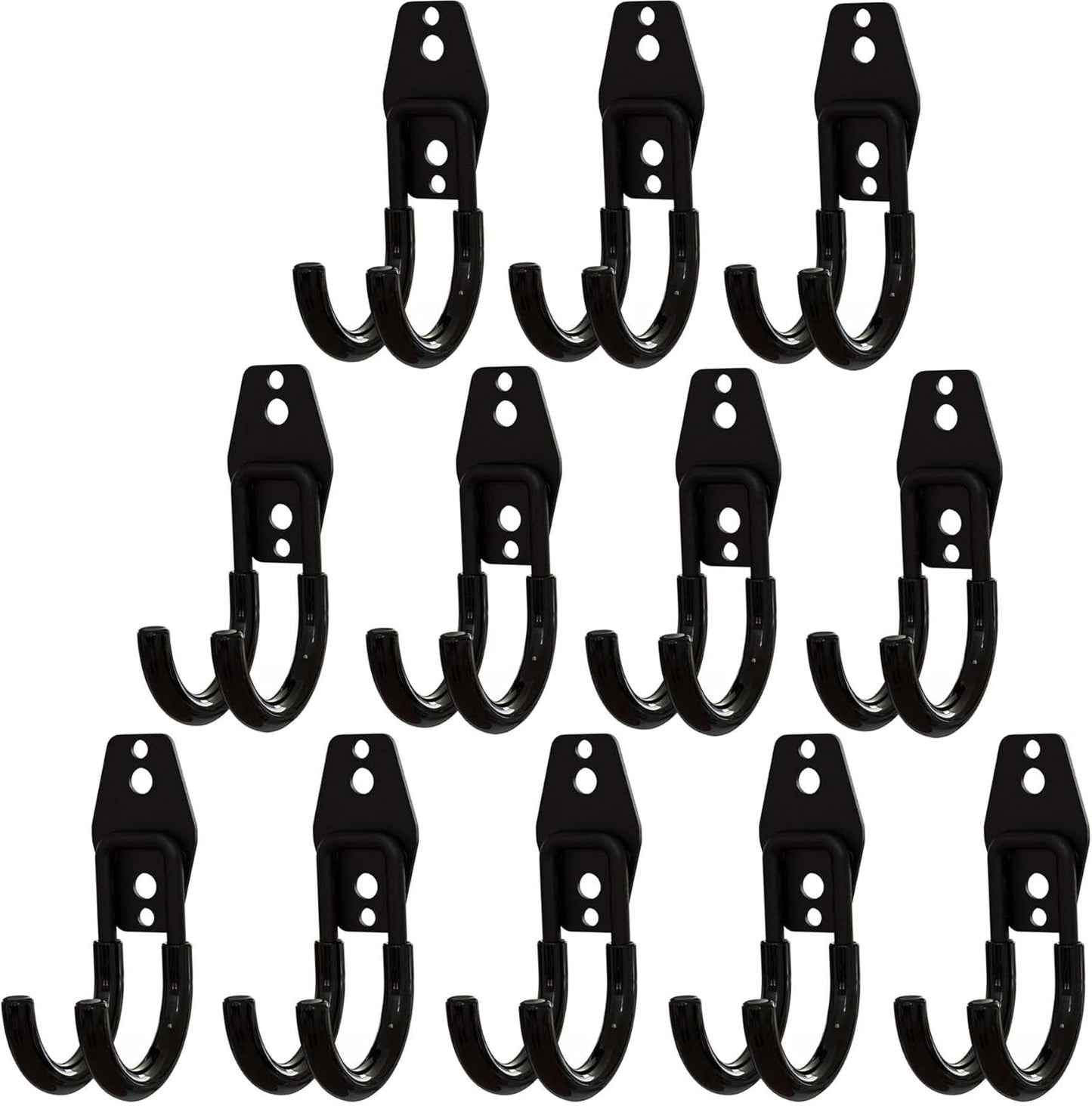 Garage Storage Utility Hooks 12 Pack, Small J Shaped Steel Heavy Duty Hanger, Anti-Slip Coating Wall Mounted Storage System, Power and Garden Tool Organizer, Ladders, Ropes, Hose, Bulk Items