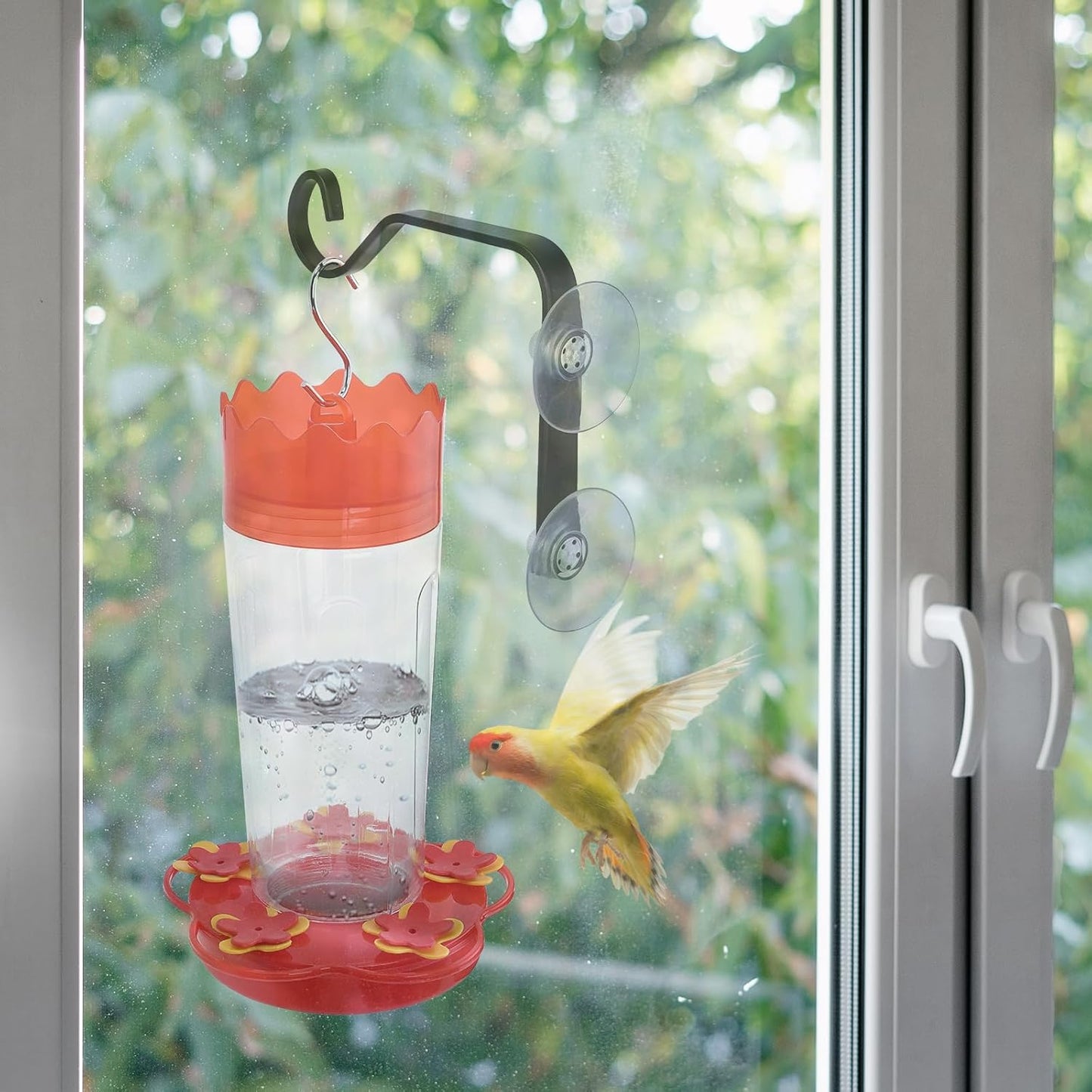 2 Pcs Heavy-Duty Window Suction Cup with Hanger, Window Mounted Wildlife, Hummingbird, Bird Feeders, Decorative Birdhouses, Wind Chimes & Plants, Strong Load-Bearing Hanging Hook