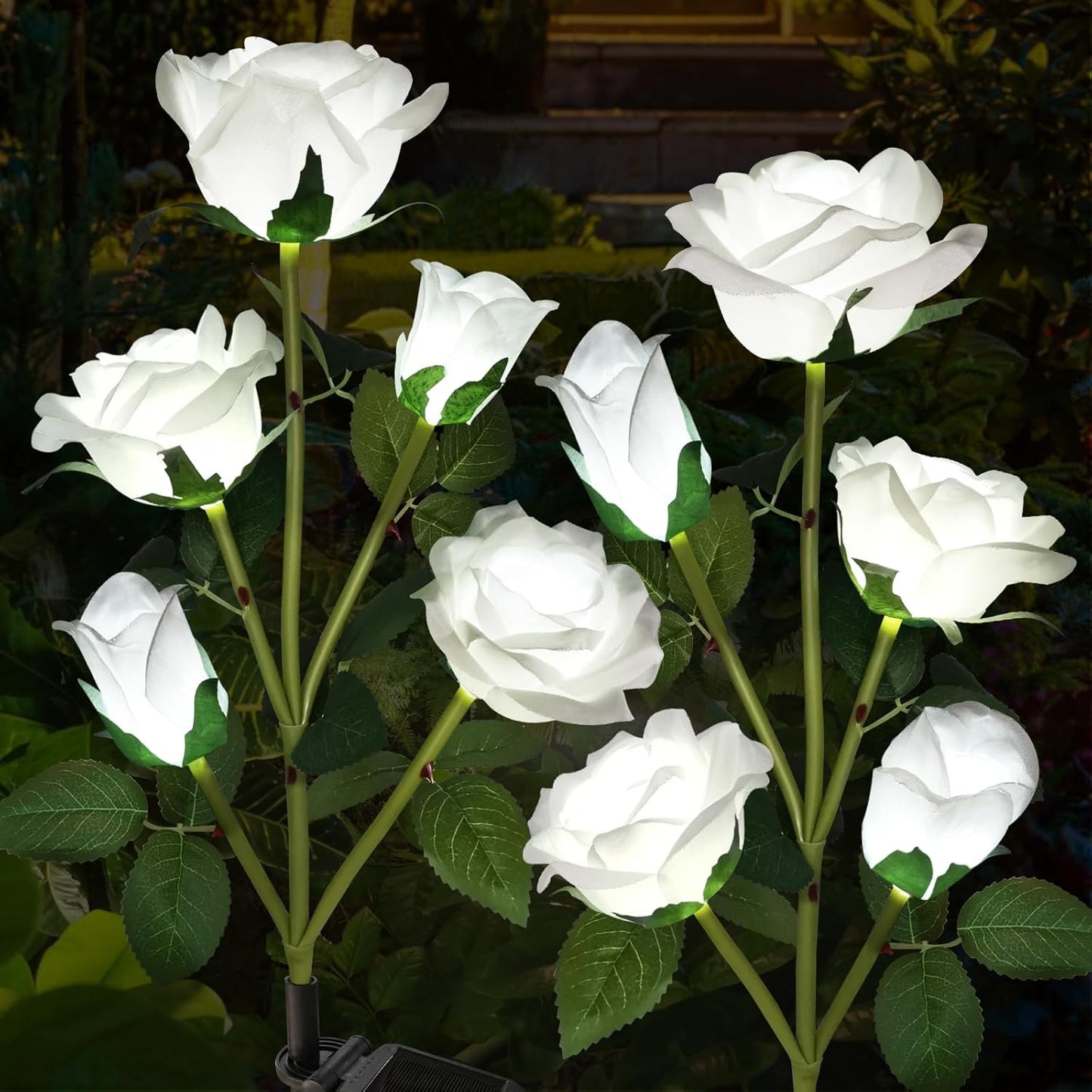 Solar Garden Lights, Solar Outdoor Lights with More Realistic 10 Rose 