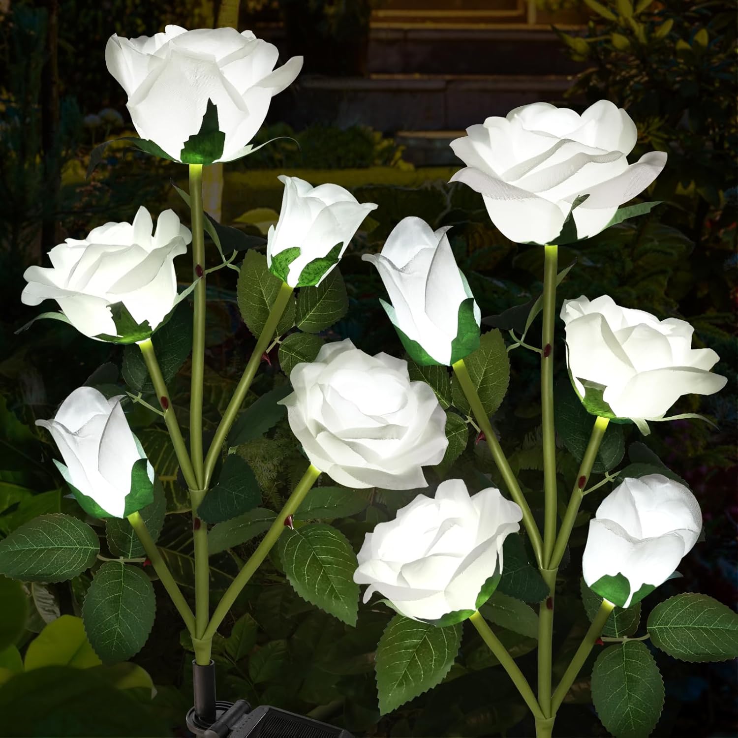 Solar Garden Lights, Solar Outdoor Lights with More Realistic 10 Rose 