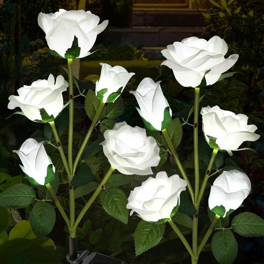 Solar Garden Lights, Solar Outdoor Lights with More Realistic 10 Rose 