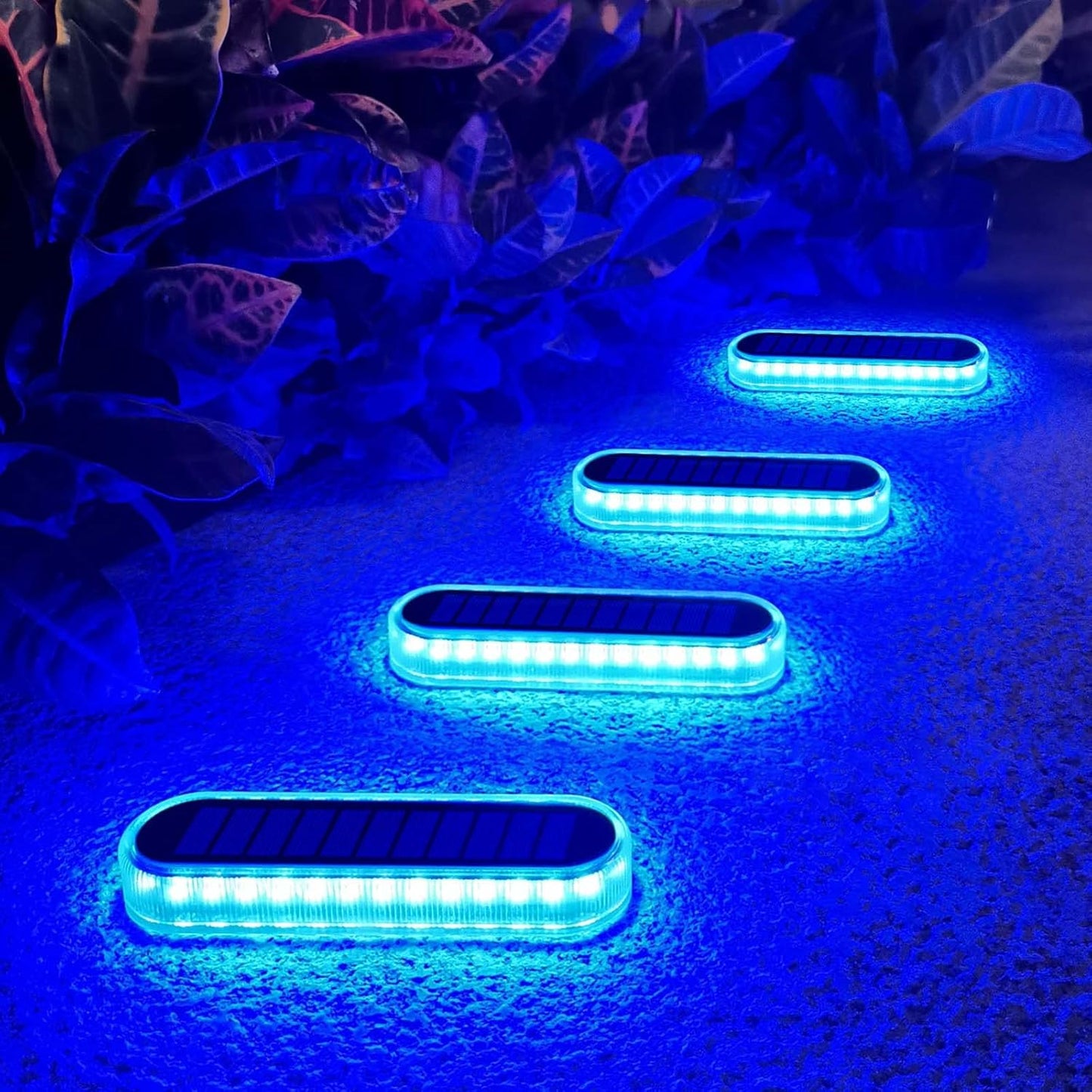 Lacasa Solar Deck Lights, 4 Pack 40LM Solar Powered Step Lights Blue Light, LED Dock Light Outdoor In-Ground Lights IP68 Waterproof Auto ON/Off for Garden Stairs Driveway Pathway Lighting