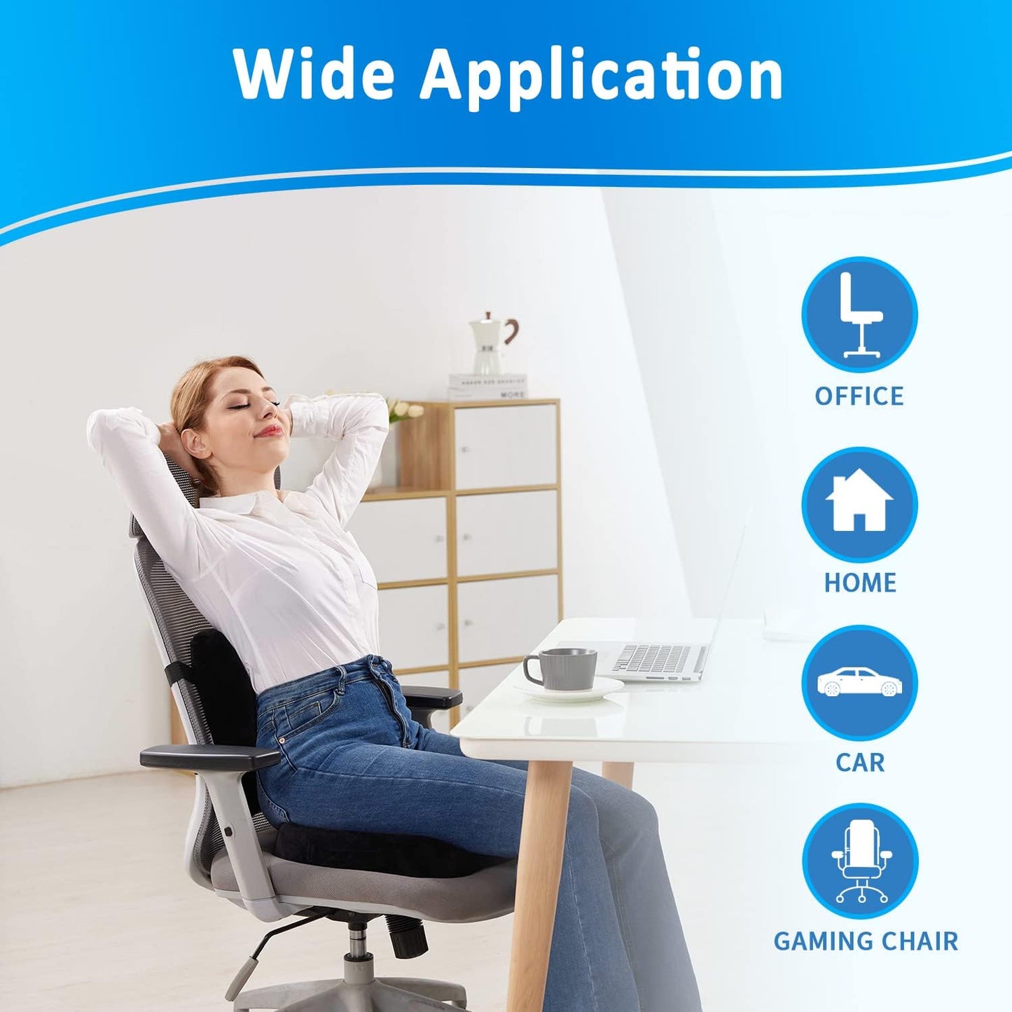 SAIREIDER Seat Cushion and Lumbar Support Pillow for Office Chair, Mem
