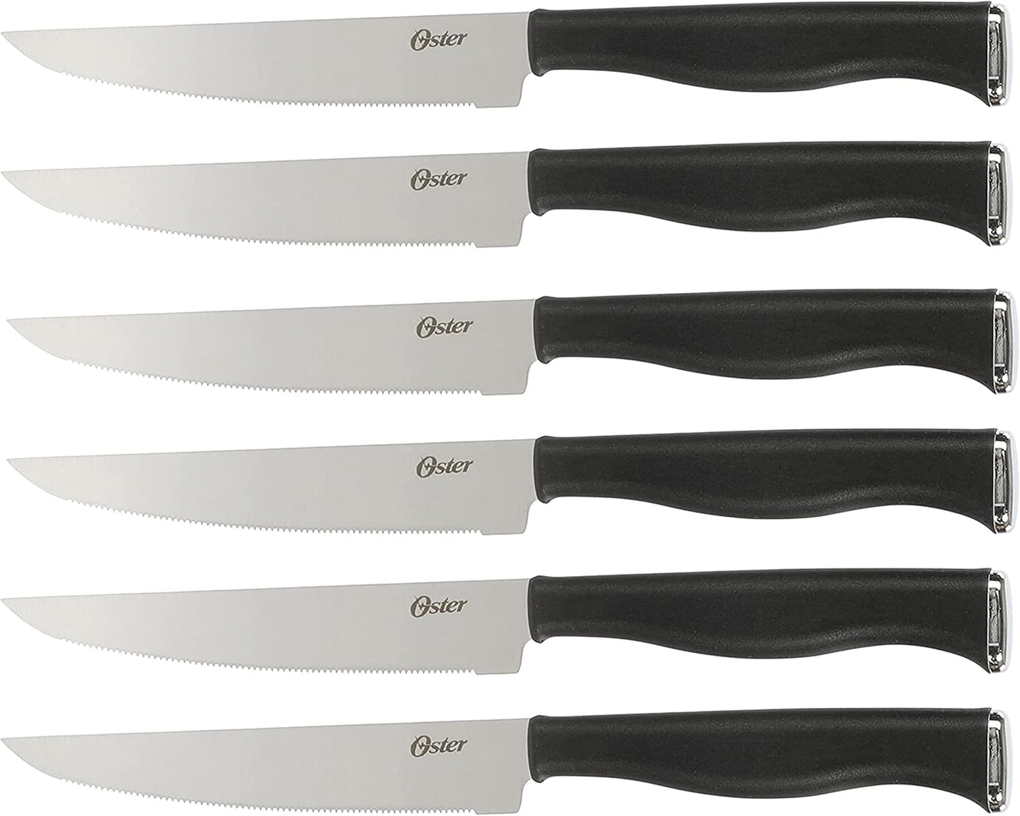 Oster Langmore 15-Piece Stainless Steel Knife Block Set with Black Han