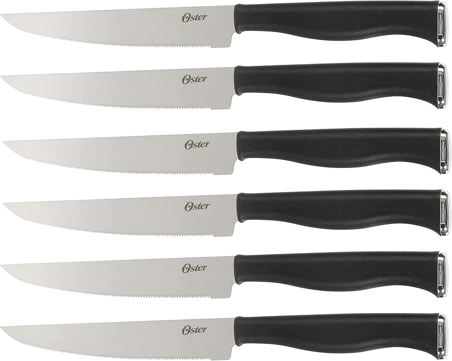 Oster Langmore 15-Piece Stainless Steel Knife Block Set with Black Han