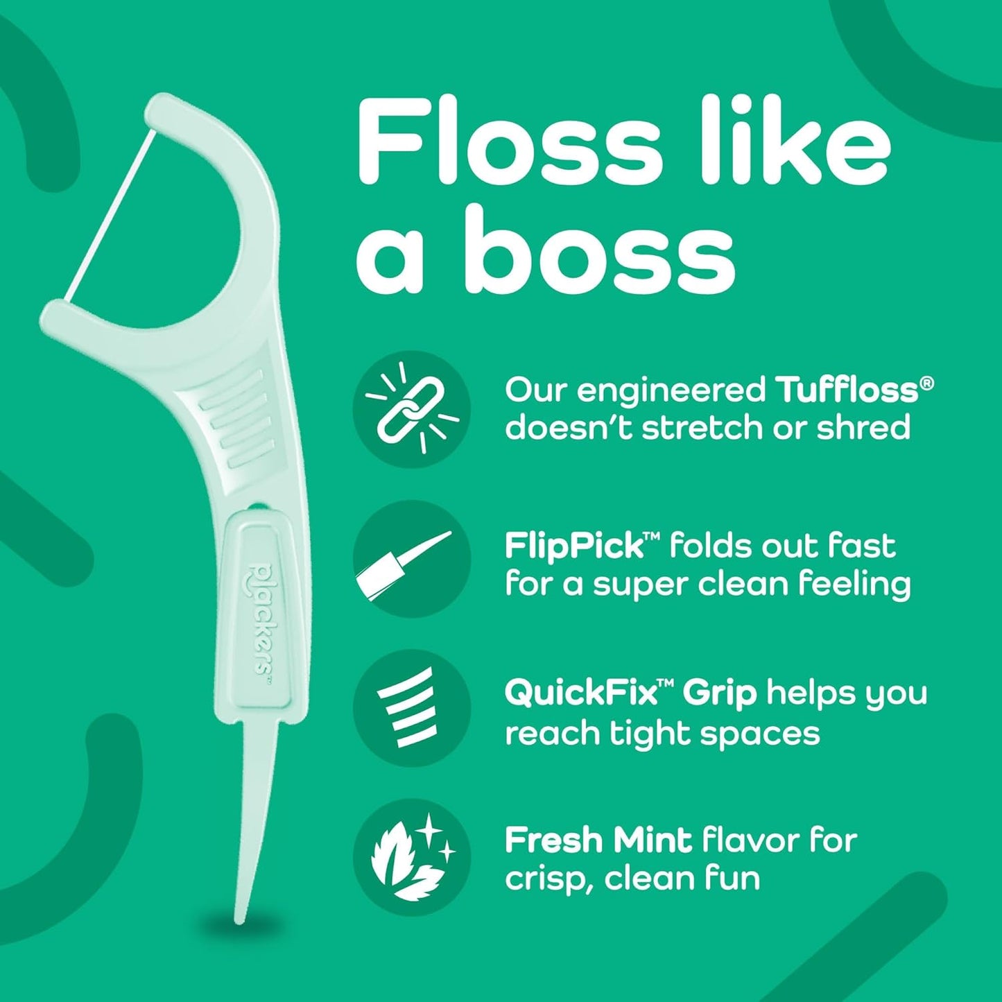 Plackers Micro Line Dental Floss Picks, Fold-Out FlipPick, Tuffloss, E