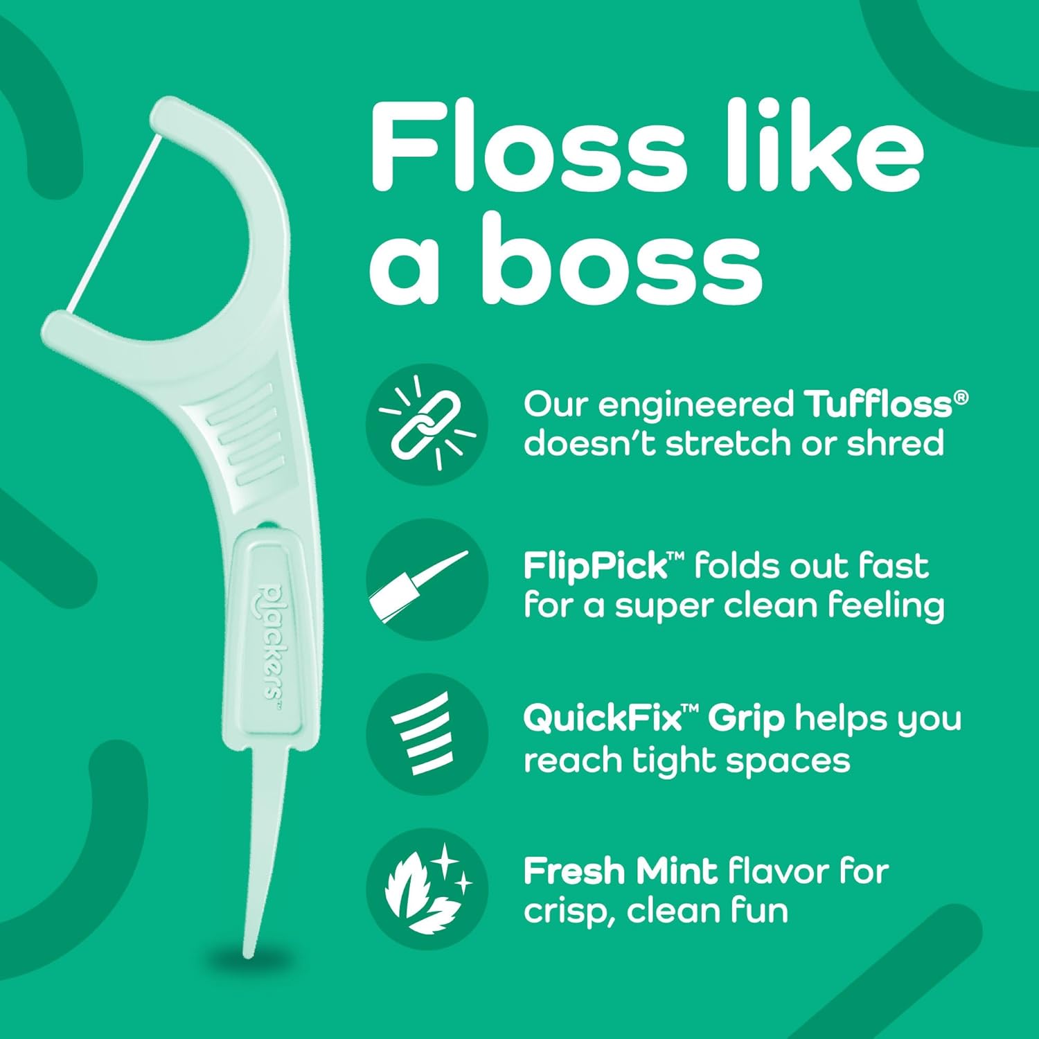 Plackers Micro Line Dental Floss Picks, Fold-Out FlipPick, Tuffloss, E