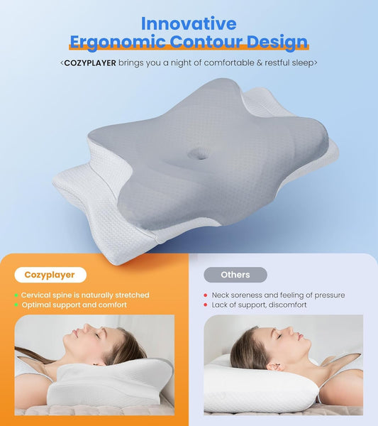Ultra Pain Relief Cooling Pillow for Neck Support, Adjustable Cervical