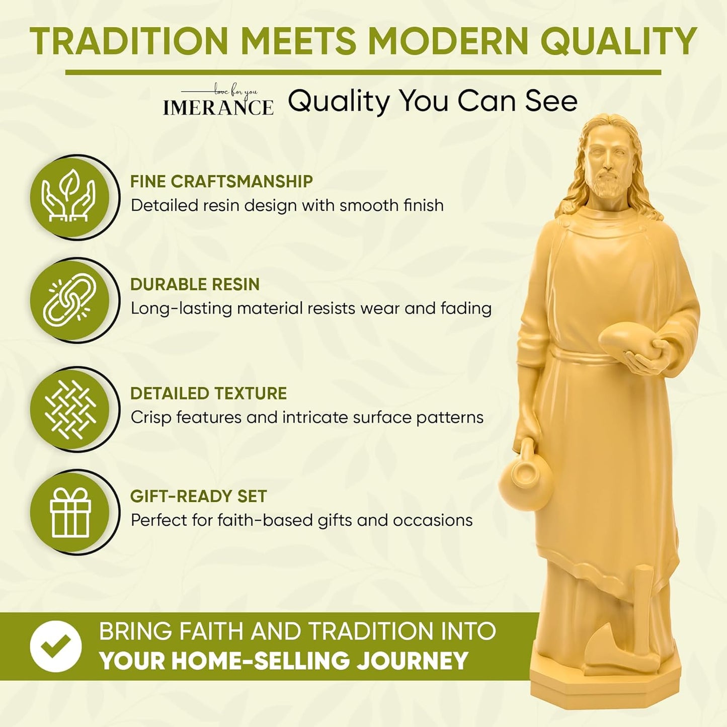 St Joseph Statue for Selling House,Faith-Based St Joseph Statue with House Selling Prayer Card, Ideal for Sell Homes,Religious Activities(Ivory 4Inch 1pcs)