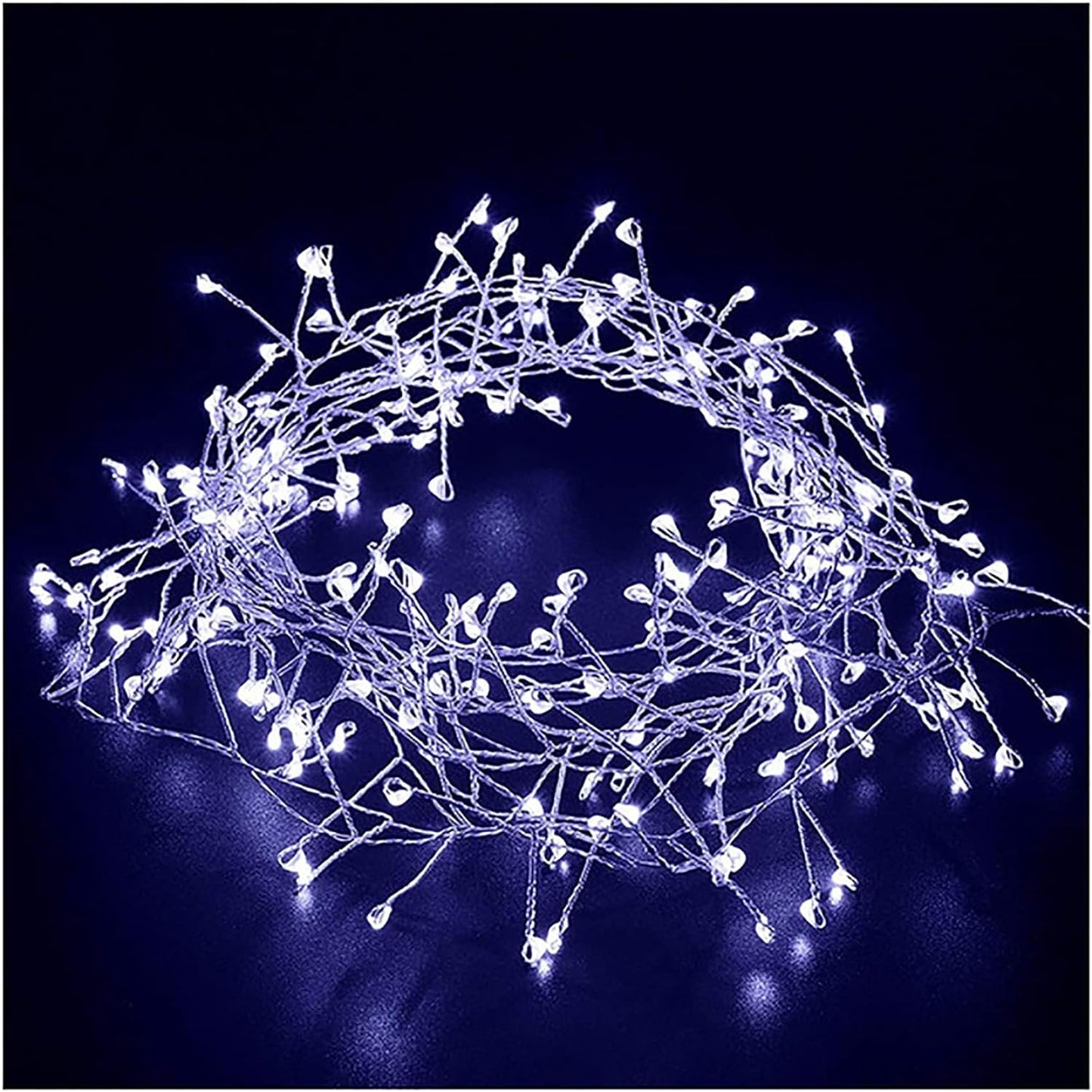 Solar Fairy Lights - 9.84Ft 100 LED Waterproof Solar Firecracker Lights with 8 Modes, Outdoor Christmas String Lights for Garden (White)