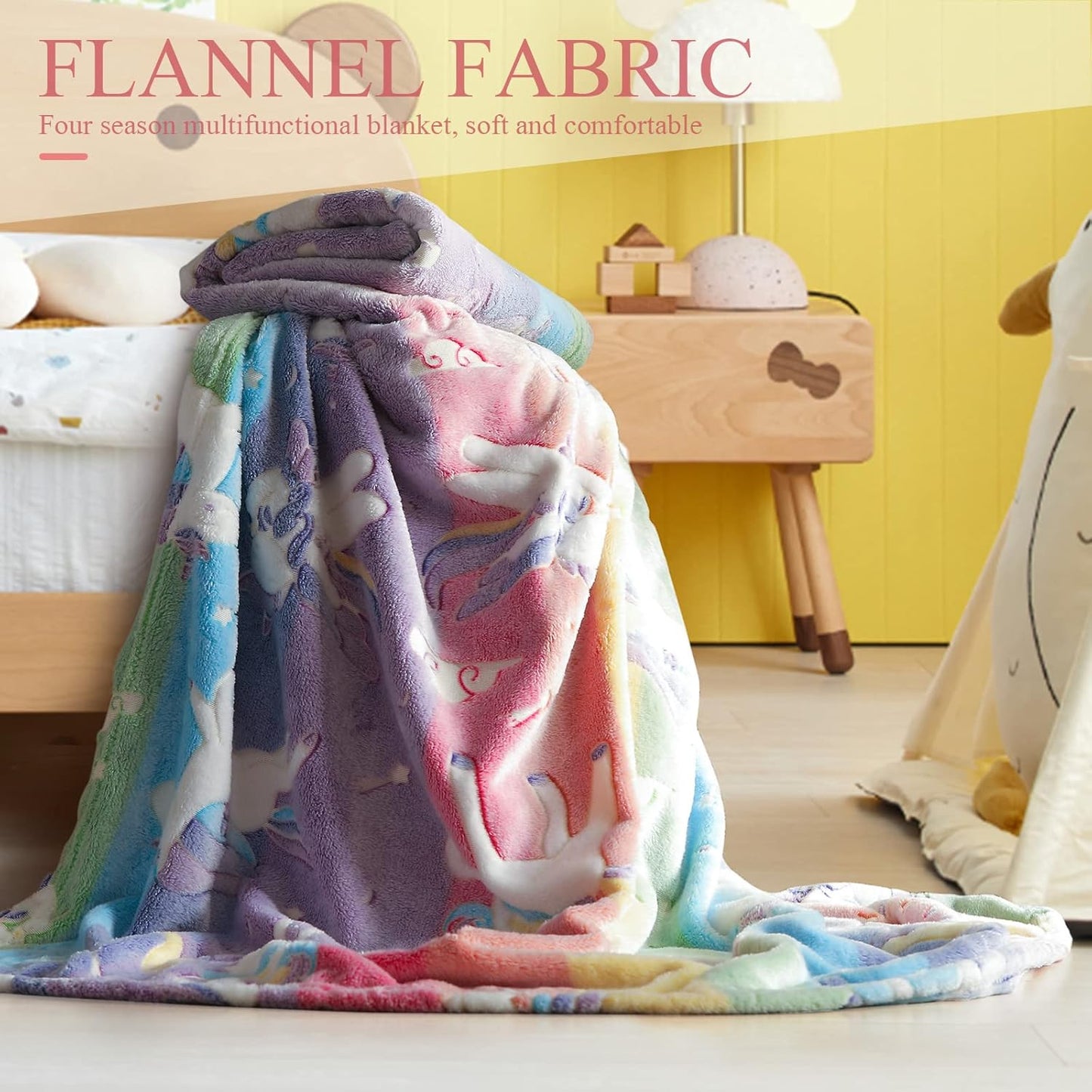 Glow in The Dark Blanket Unicorns Gifts for Girls, Soft Blanket 3 4 5 6 7 8 9 10 Year Old Girl Gifts, Toddler Girls Toys Age 6-8, Easter Gifts for Kids Birthday Gifts Presents, 50"x60"