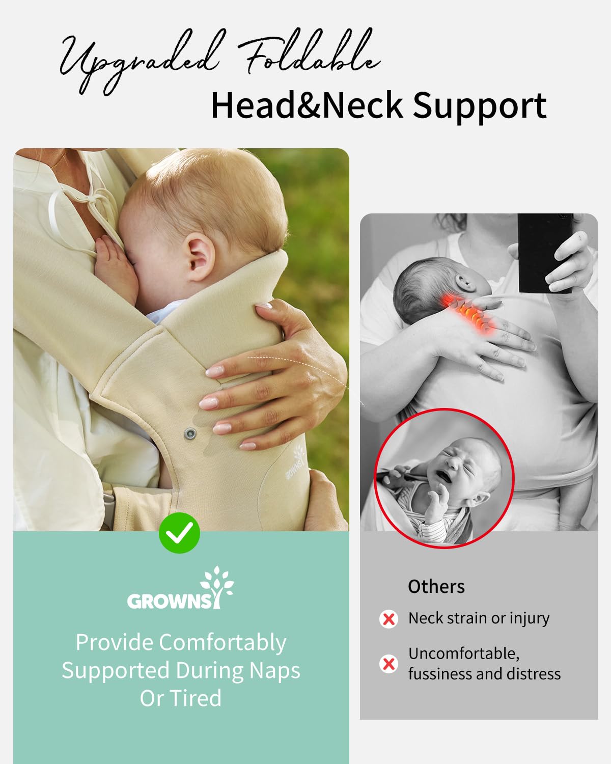 GROWNSY Baby Carrier, Cozy Newborn Carrier, Ergonomic Baby Wraps Carri