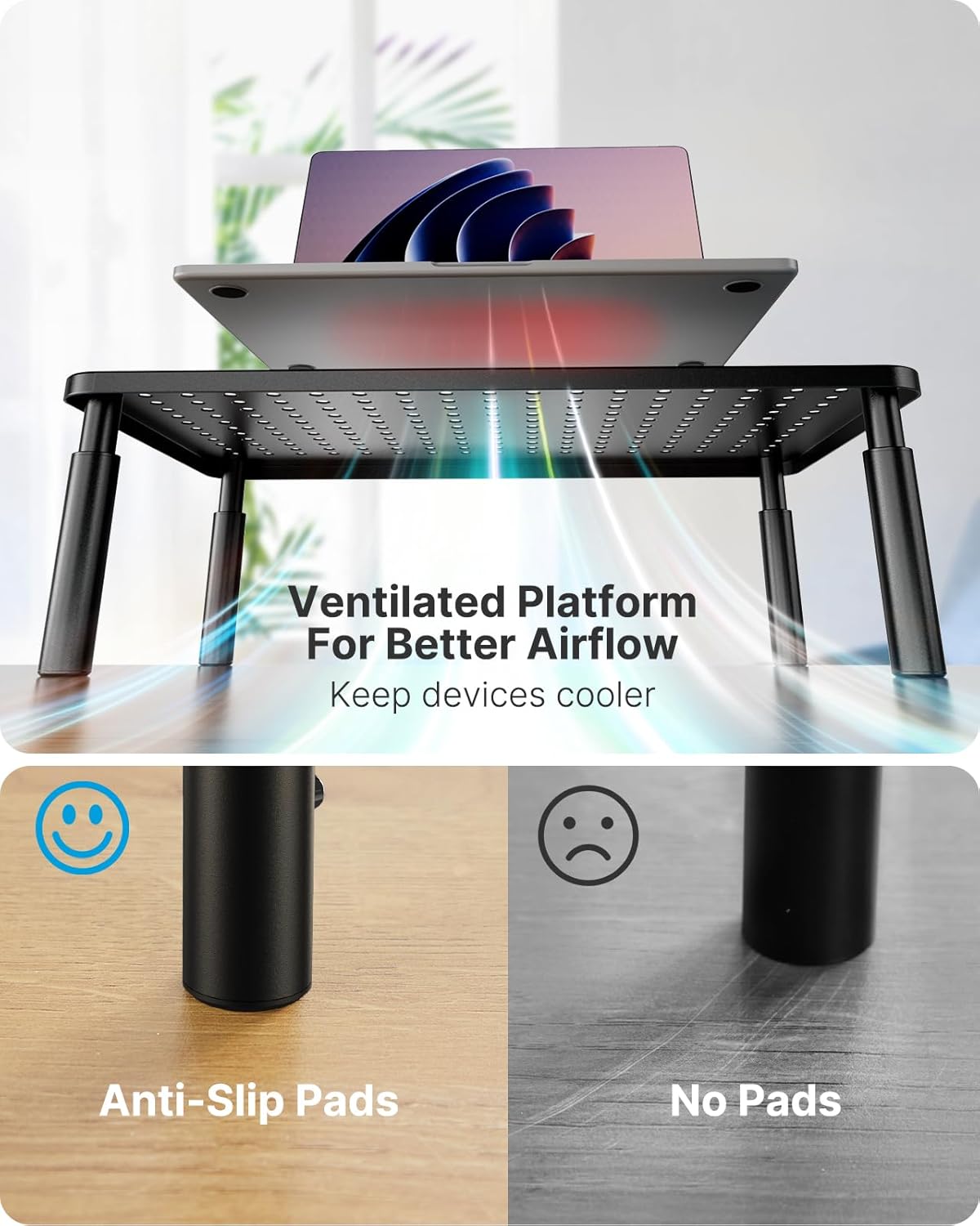 HUANUO Monitor Stand, Monitor Stand Riser 3 Height Adjustable, Monitor