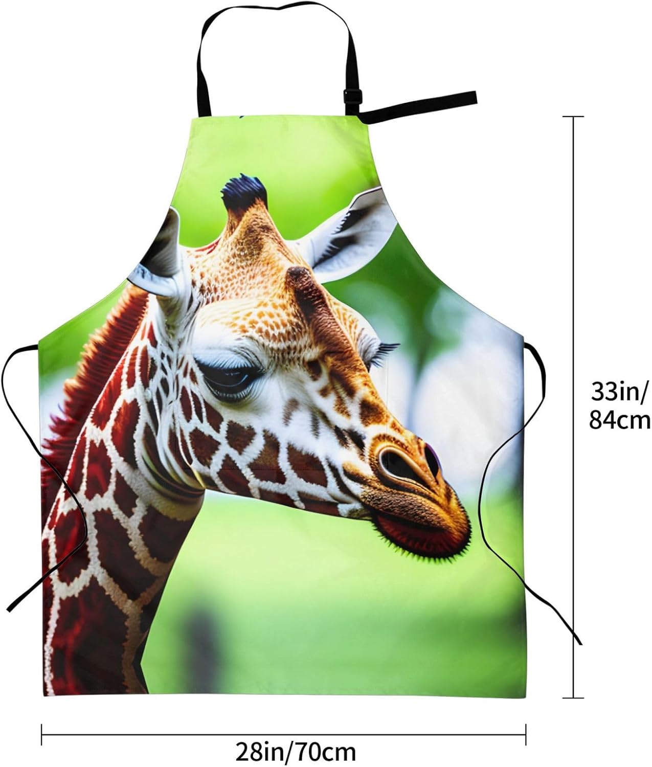 Cartoon Giraffe print Waterproof chef's apron with pocket apron for kitchen cooking baking barbecue and gardening