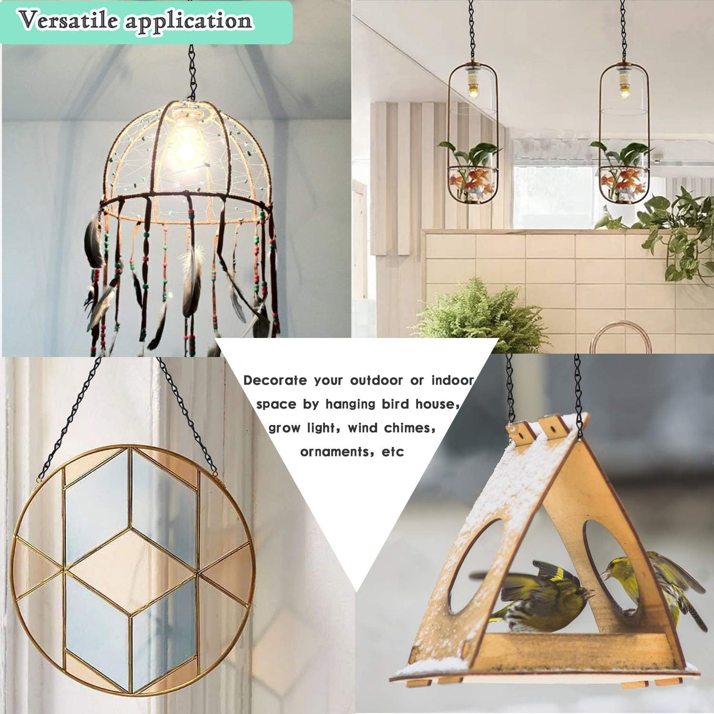 KABB Hanging Chain Set, 197 Inch Hanging Basket Chain with 10pcs S Hooks, 10pcs Connector Hooks and 5pcs Eye Hook for DIY Hanging Pendant Chains to Hang Bird Feeders, Planters, Lanterns and Ornaments