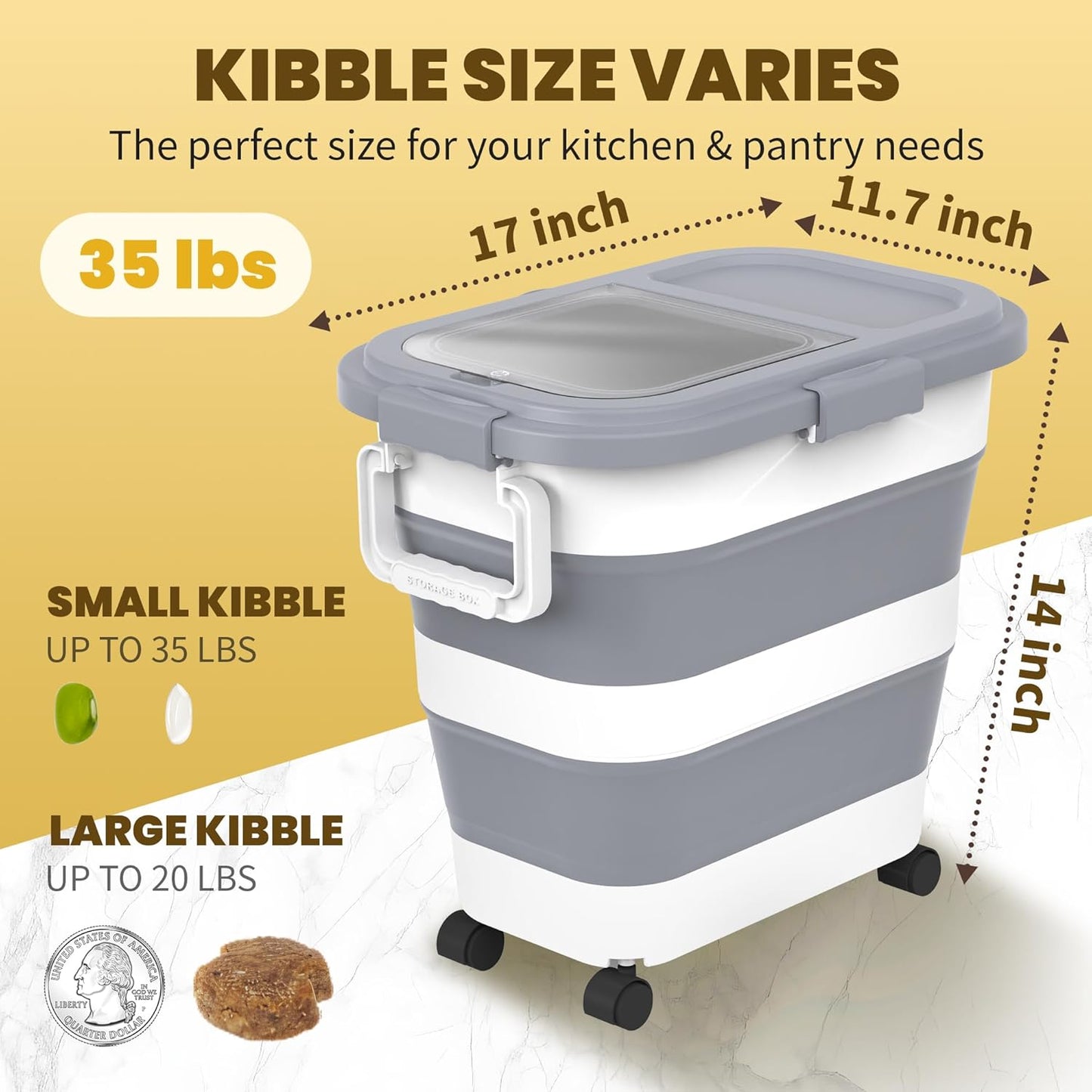 HOYTAMDA 25-35Lbs Rice Container,Collapsible Airtight Food Storage Con