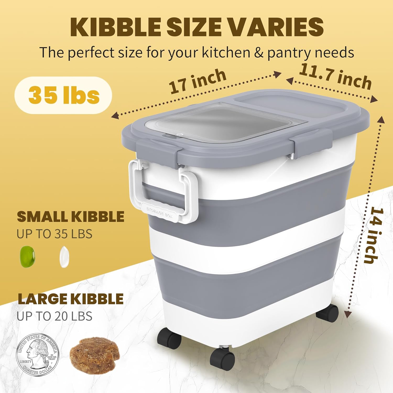 HOYTAMDA 25-35Lbs Rice Container,Collapsible Airtight Food Storage Con