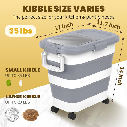 HOYTAMDA 25-35Lbs Rice Container,Collapsible Airtight Food Storage Con