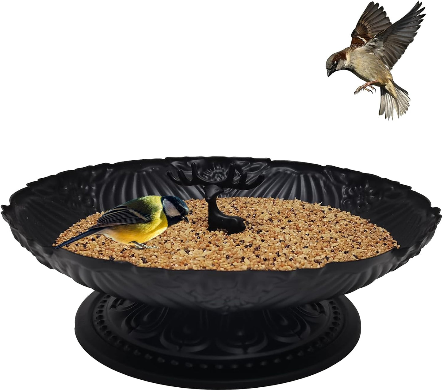 Ground Bird Feeder for Outdoors,11 Inches Metal Platform Bird Feeders Tray for The Garden/Backyard(1pack)