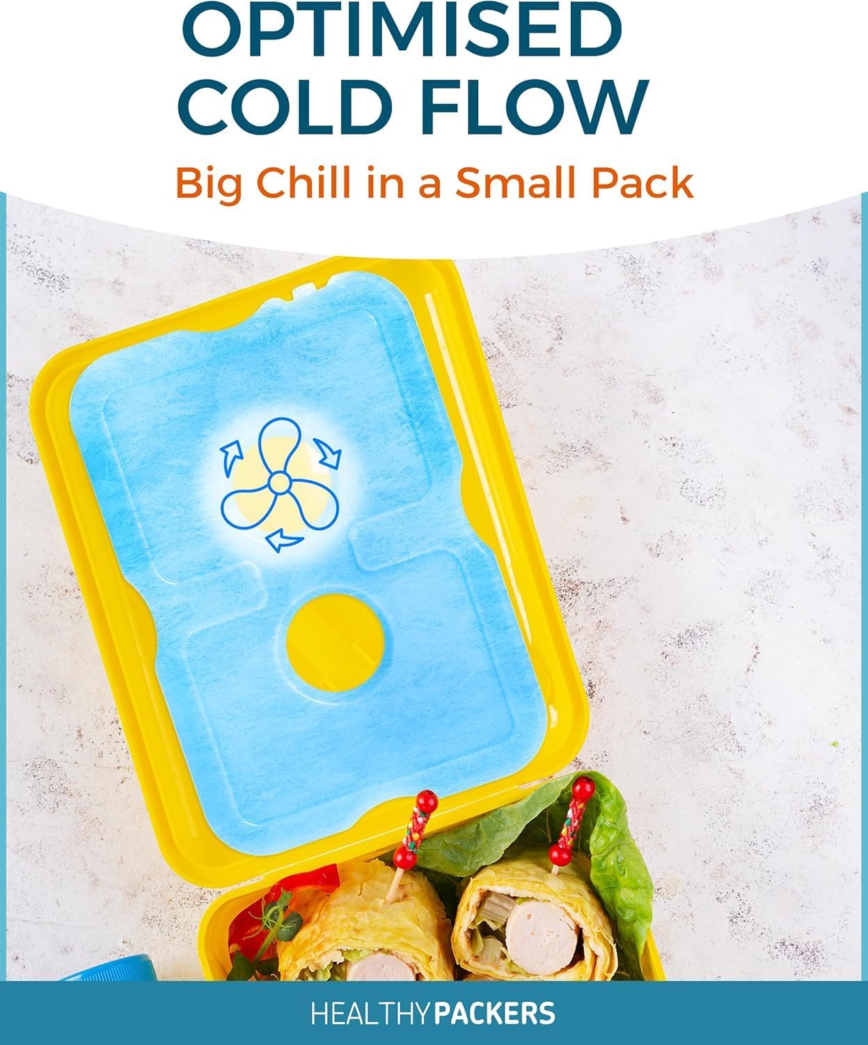 Healthy Packers Ice Packs for Lunch Boxes & Coolers - Freezer Packs - Original Cool Pack | Cooler Accessories for Beach, Camping & Fishing | Slim & Long-Lasting Reusable Ice Pack for Cooler