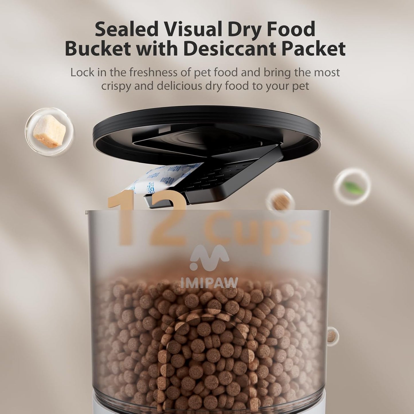 IMIPAW Automatic Cat Feeders, 3L Timed Cat Dry Food Dispenser with Des
