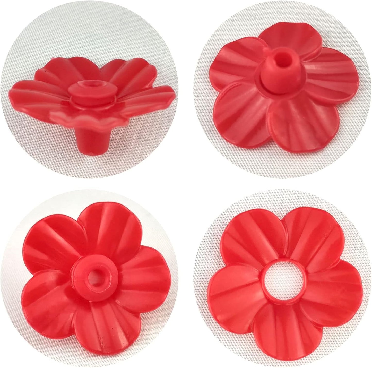 30 Sets Hummingbird Feeders Replacement Flowers, Unique Replaceable Hummingbird Bird Feeder Flowers Bird Feeder Replacement Parts for Hummingbird Feeder Hanging Feeder (Red)