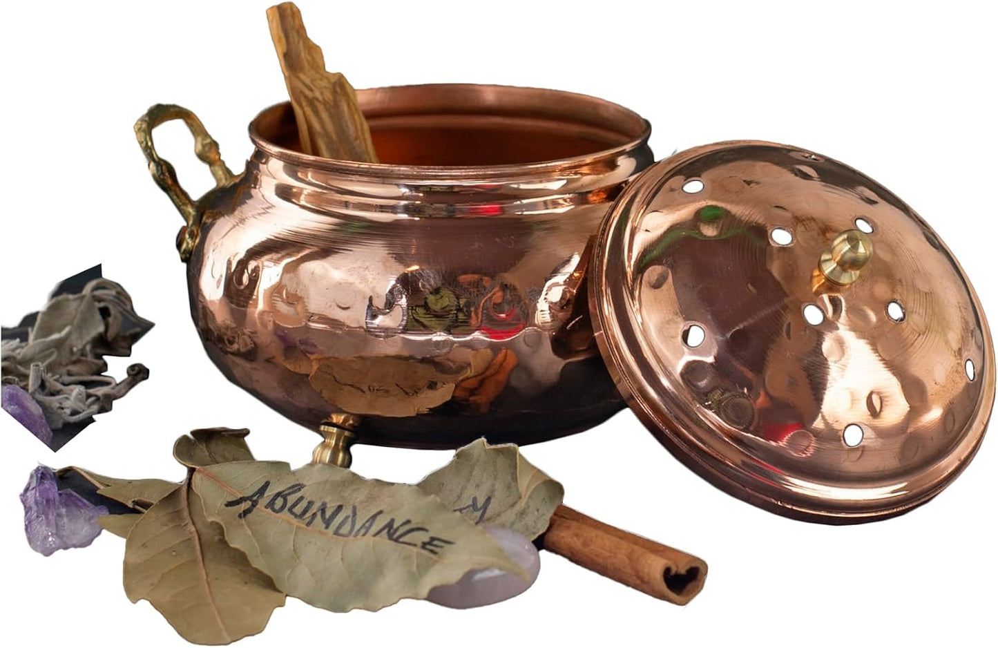 Copper Bowl for Incense Burner, Altar Piece, Witch Cauldron Terracotta Planter Pot Candy Holder Tabletop Figurine Gifts for Spiritual People