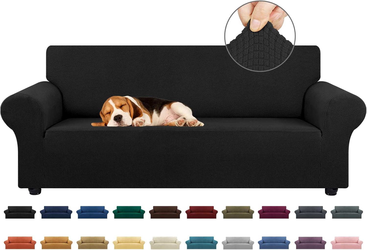 KEKUOU Stretch Sofa Cover Slipcover ，Couch Covers for 3 Cushion Couch 
