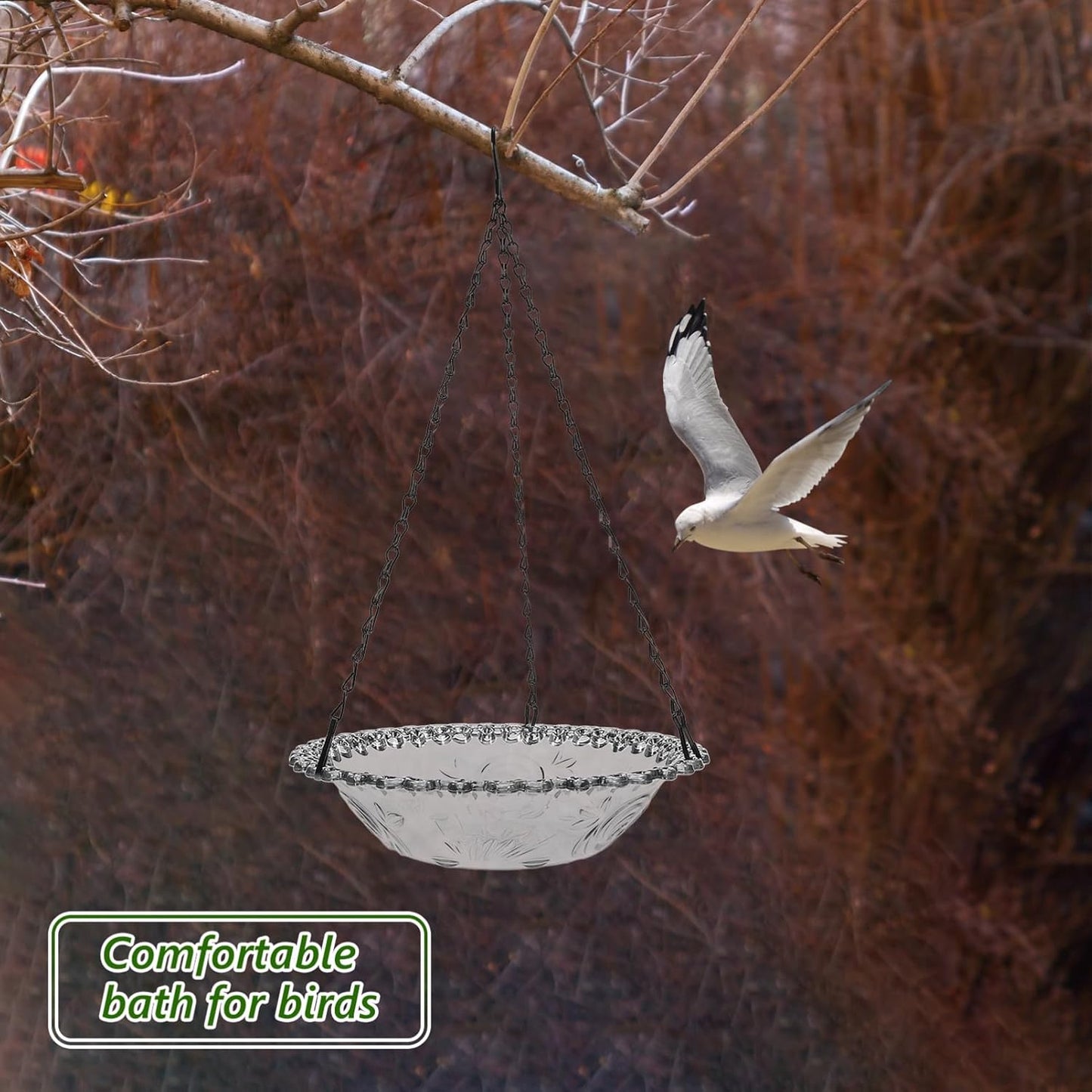 Milisten Hanging Bird Bath Metal Bird Feeder Bath Bowl Feeder Tray Wild Dish for Garden Backyard Patio and Yard