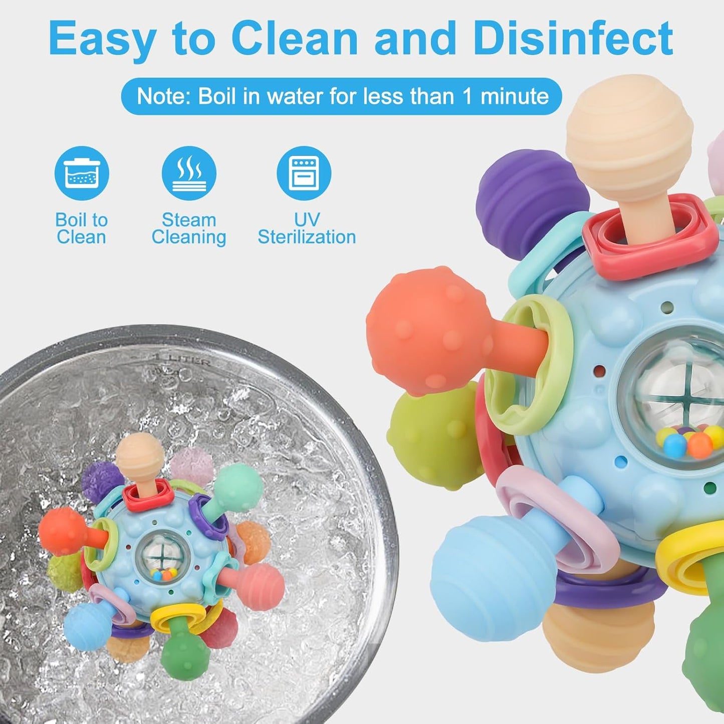Baby Montessori Sensory Toys for 0-6 6-12 Months, Baby Teether Teethin