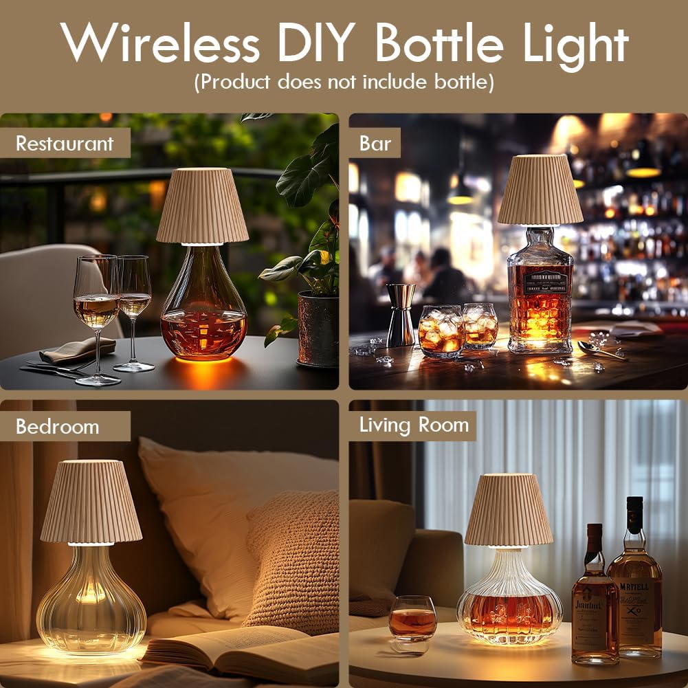 WILIT Wireless Bottle Lamp Shades for Table Lamps, 3 Level Brightness 