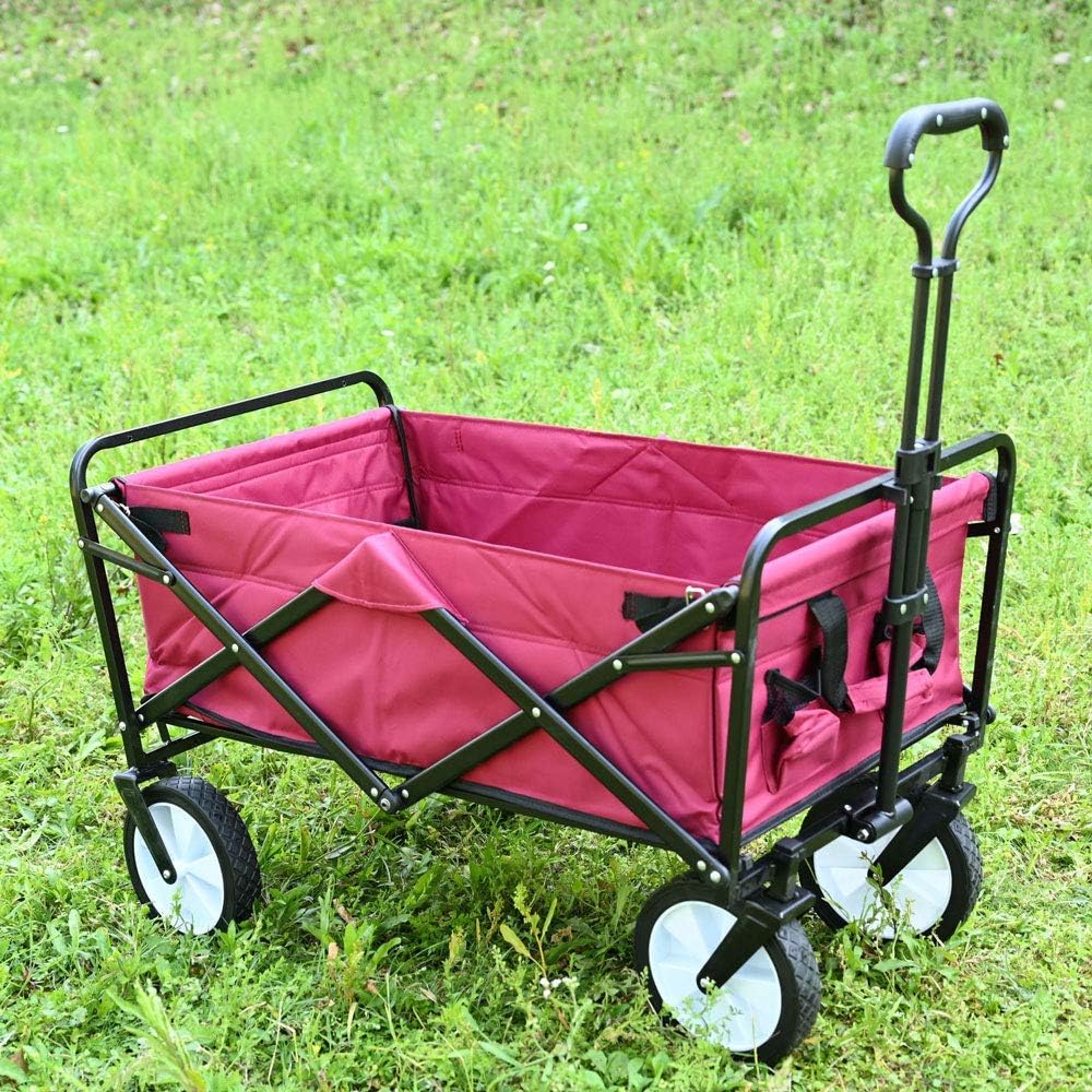 Folding Garden cart, Pull -Type Truck, Folding Transport cart, Maximum 80 kg, for Garden, Camping, Beach, Fishing, Shopping (C) (F) (B)