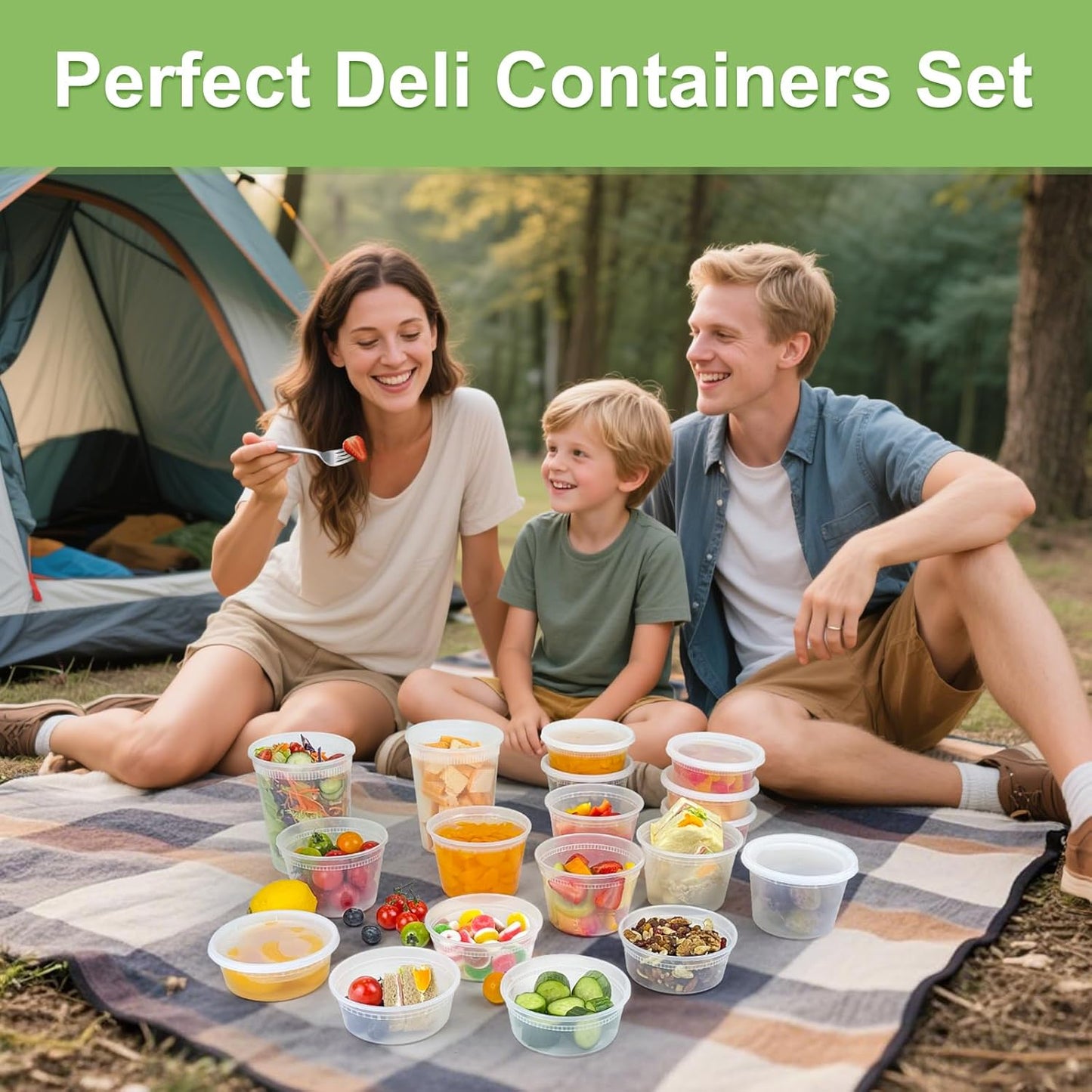 60 Sets (120-Piece) Deli Containers with Lids, 32/16/8 oz X 20 Set Eac