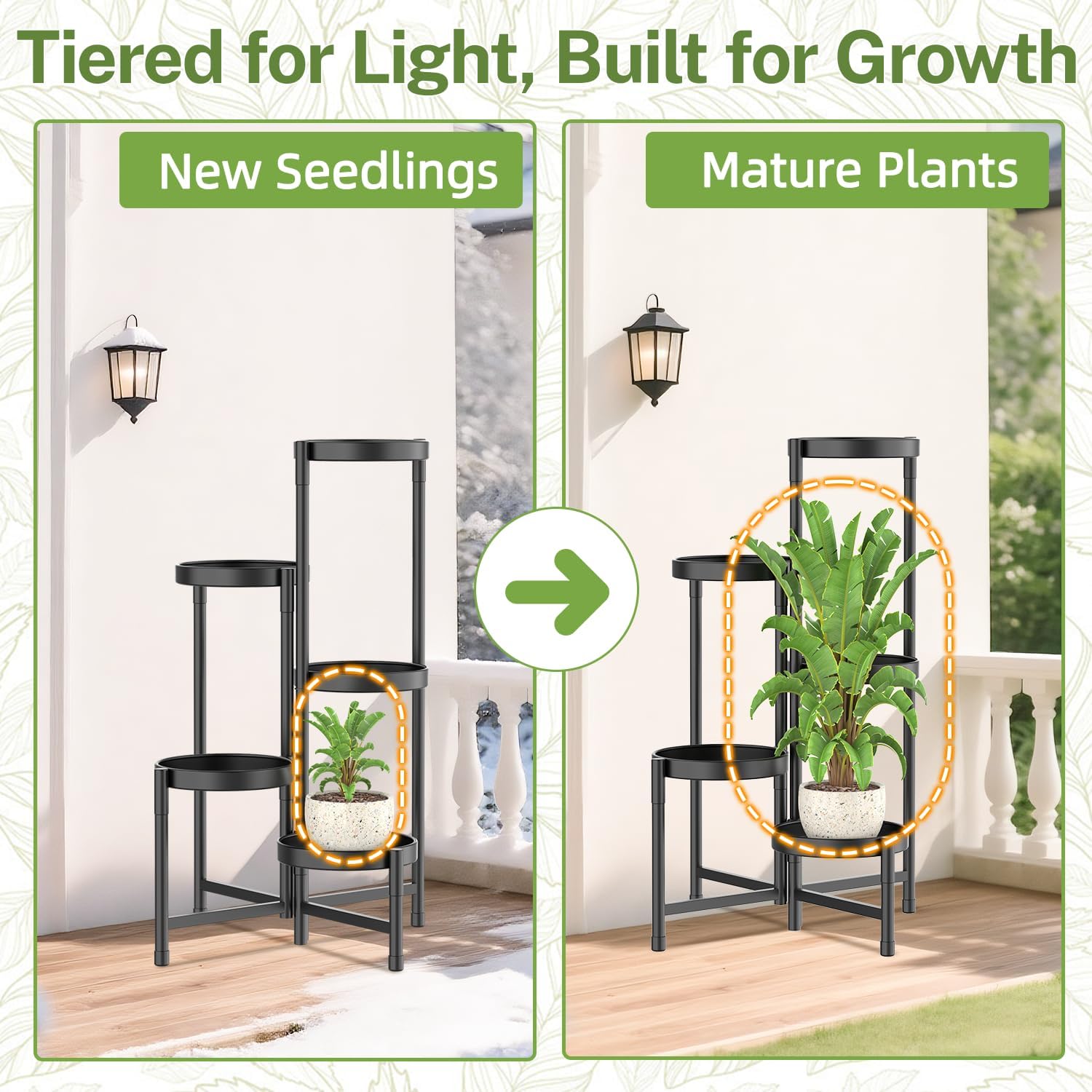 iDavosic.ly Plant Stand Indoor Outdoor, 5 Tier Corner Metal Flower Dis