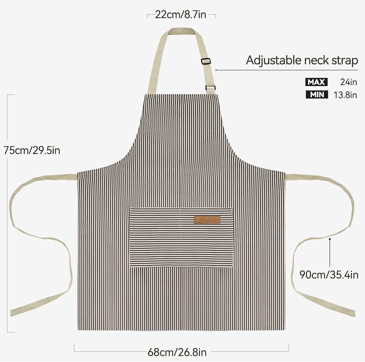 NLUS 2 Pack Kitchen Cooking Aprons, Adjustable Bib Soft Chef Apron wit