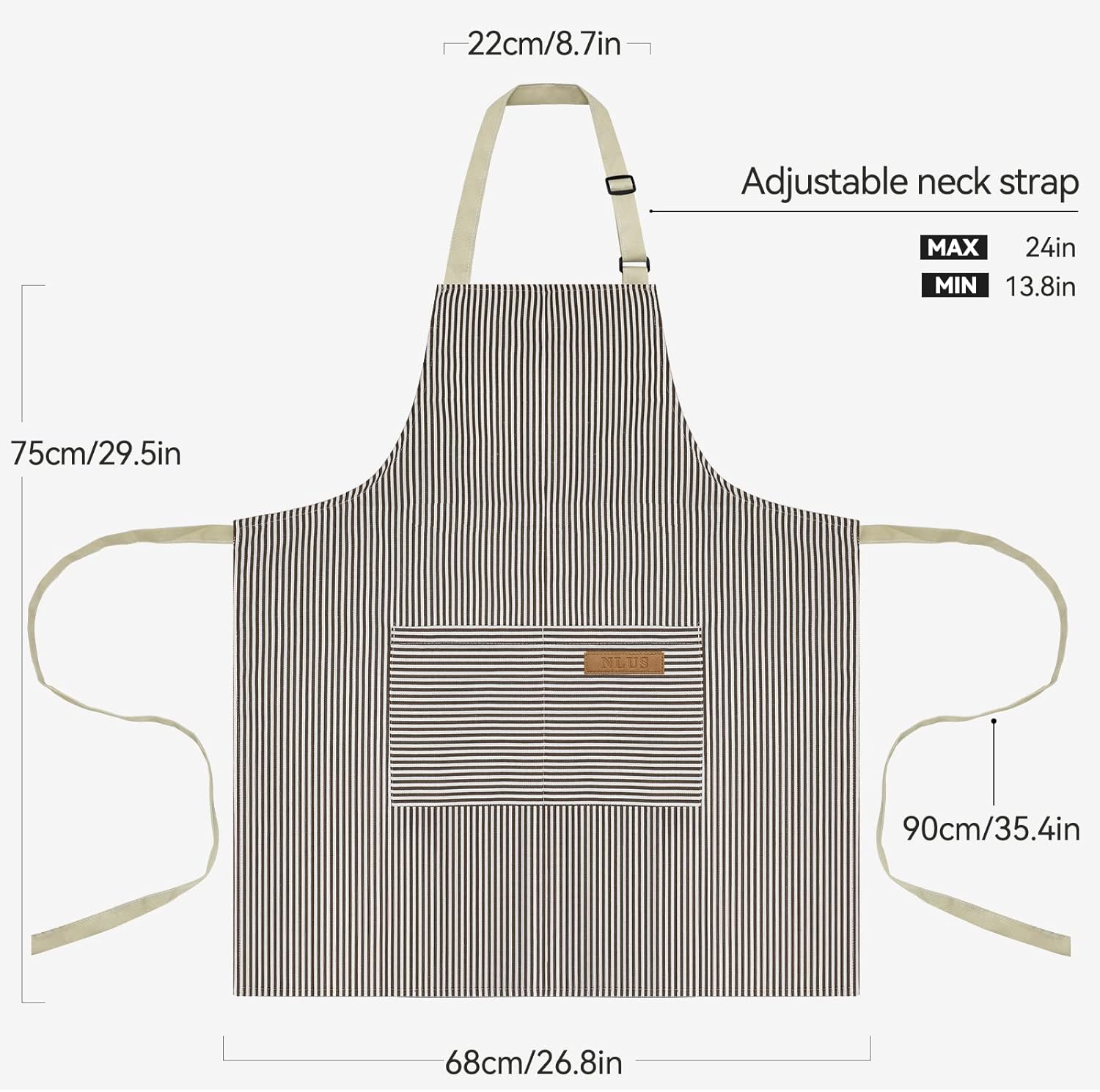 NLUS 2 Pack Kitchen Cooking Aprons, Adjustable Bib Soft Chef Apron wit