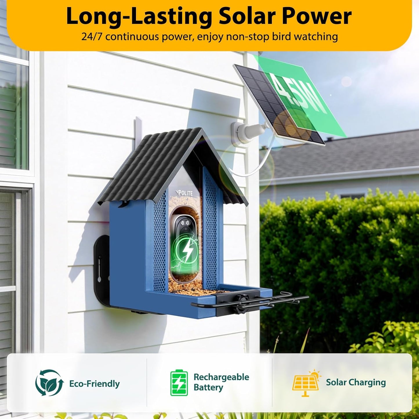 Smart Bird Feeder with Camera 2.5K HD, BOLITE Bird House for Outdoors,