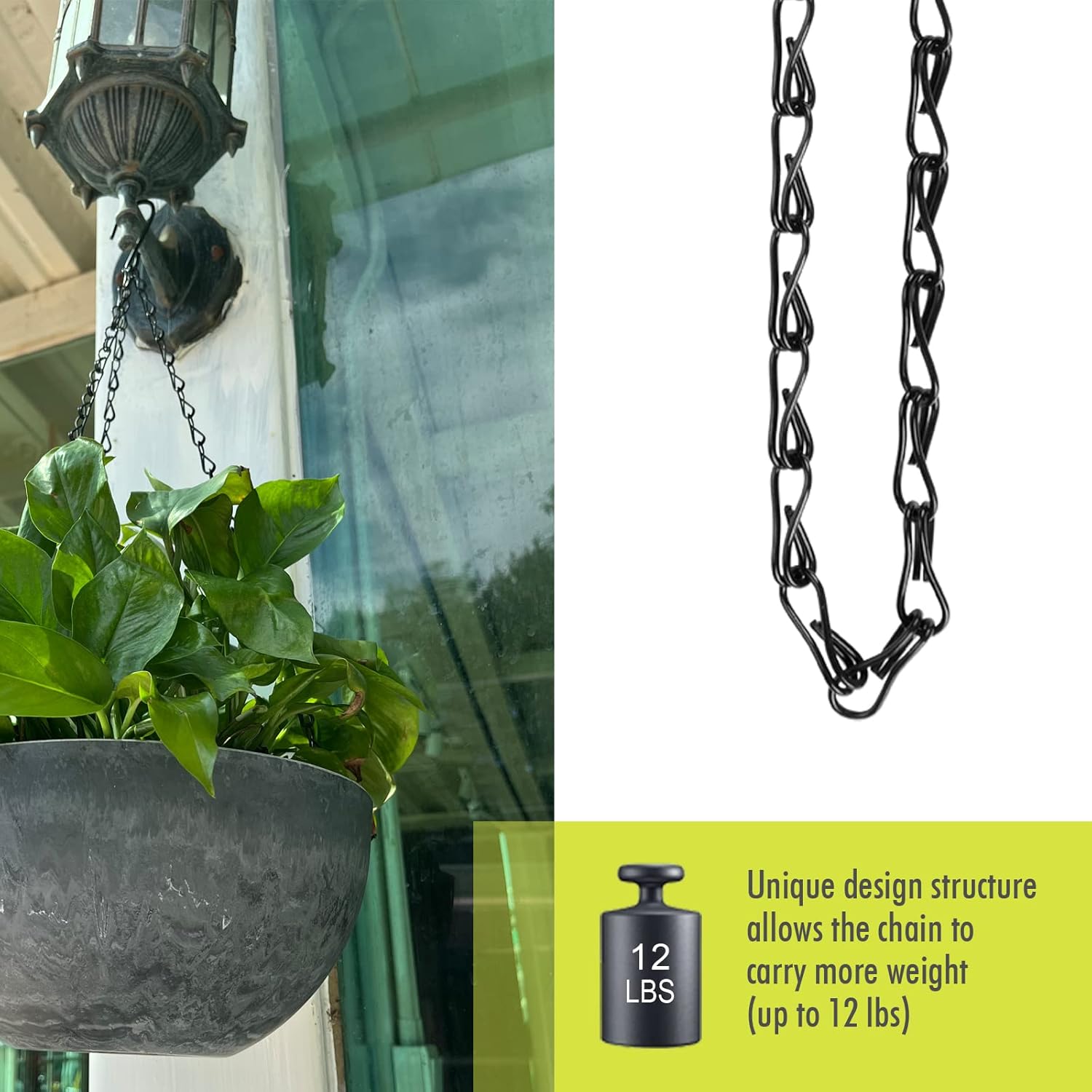 Chain for Hanging Plants, 10 Inch Black Plant Chains for Hanging Plant