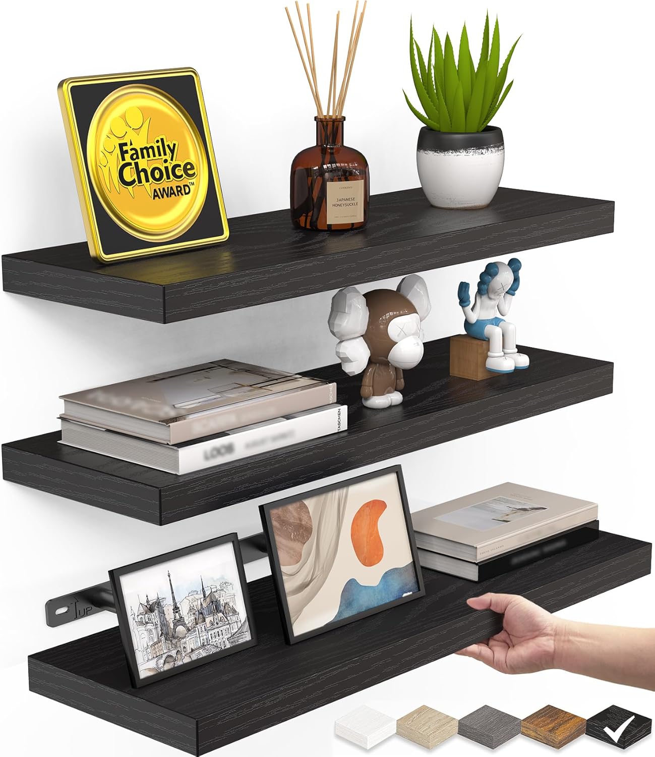 BAYKA Floating Shelves for Wall, Wall Mounted Rustic Wood Shelves for 