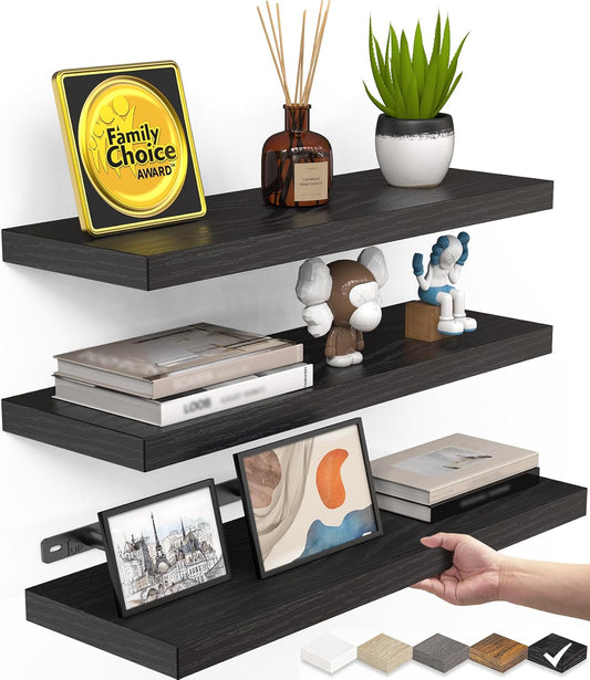 BAYKA Floating Shelves for Wall, Wall Mounted Rustic Wood Shelves for 