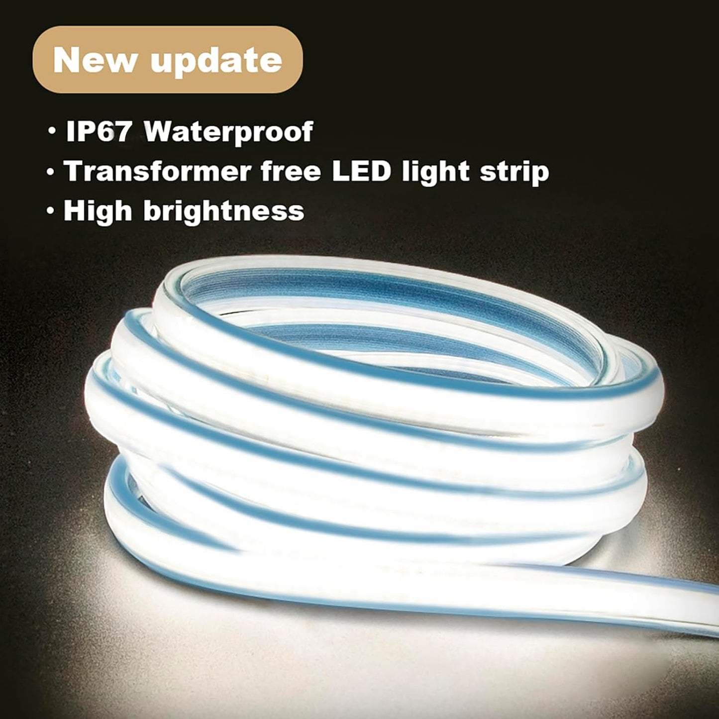 LED Strip Lights 32.8 Foot AC 110v Plug in Lights IP67 Outdoor Waterpr