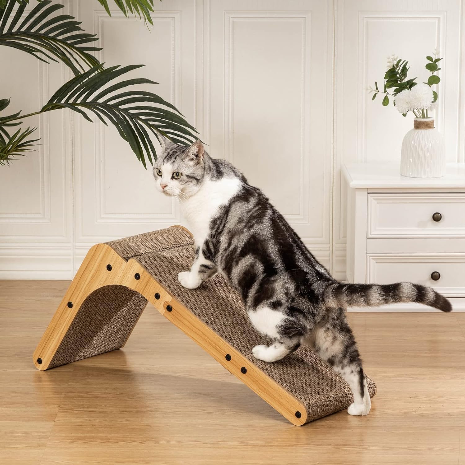 Poils bebe L Shape Cat Scratcher, 26.8 Inch Cat Scratchers for Indoor 